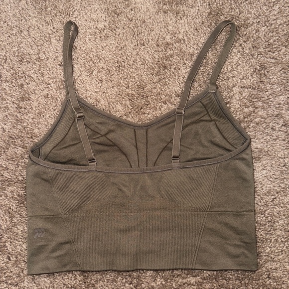 Olive Green Ribbed Tank Top - Picture 2 of 3